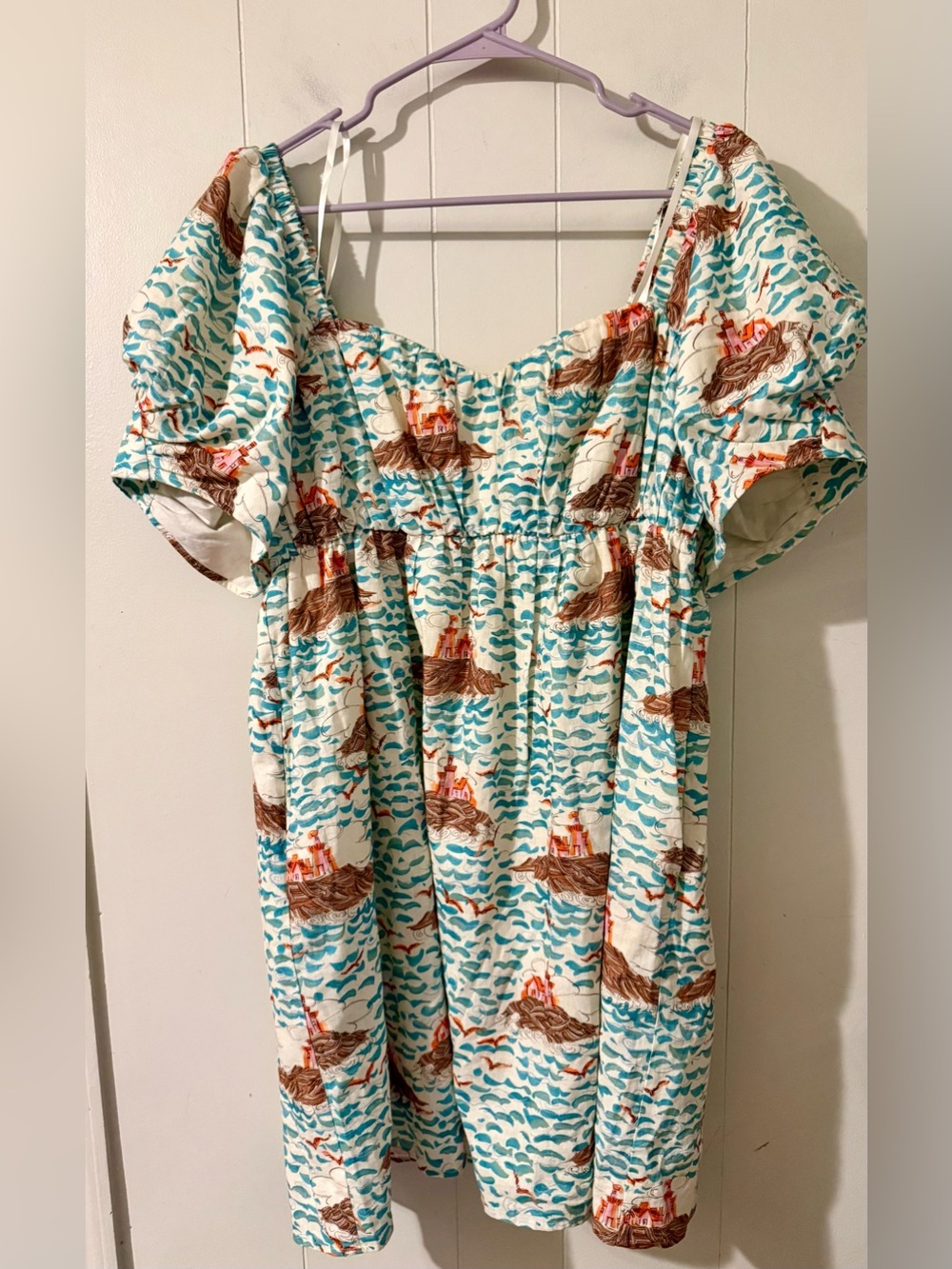 CROSBY by Mollie Burch Off Shoulder Coastal Lighthouse Dress, Size L